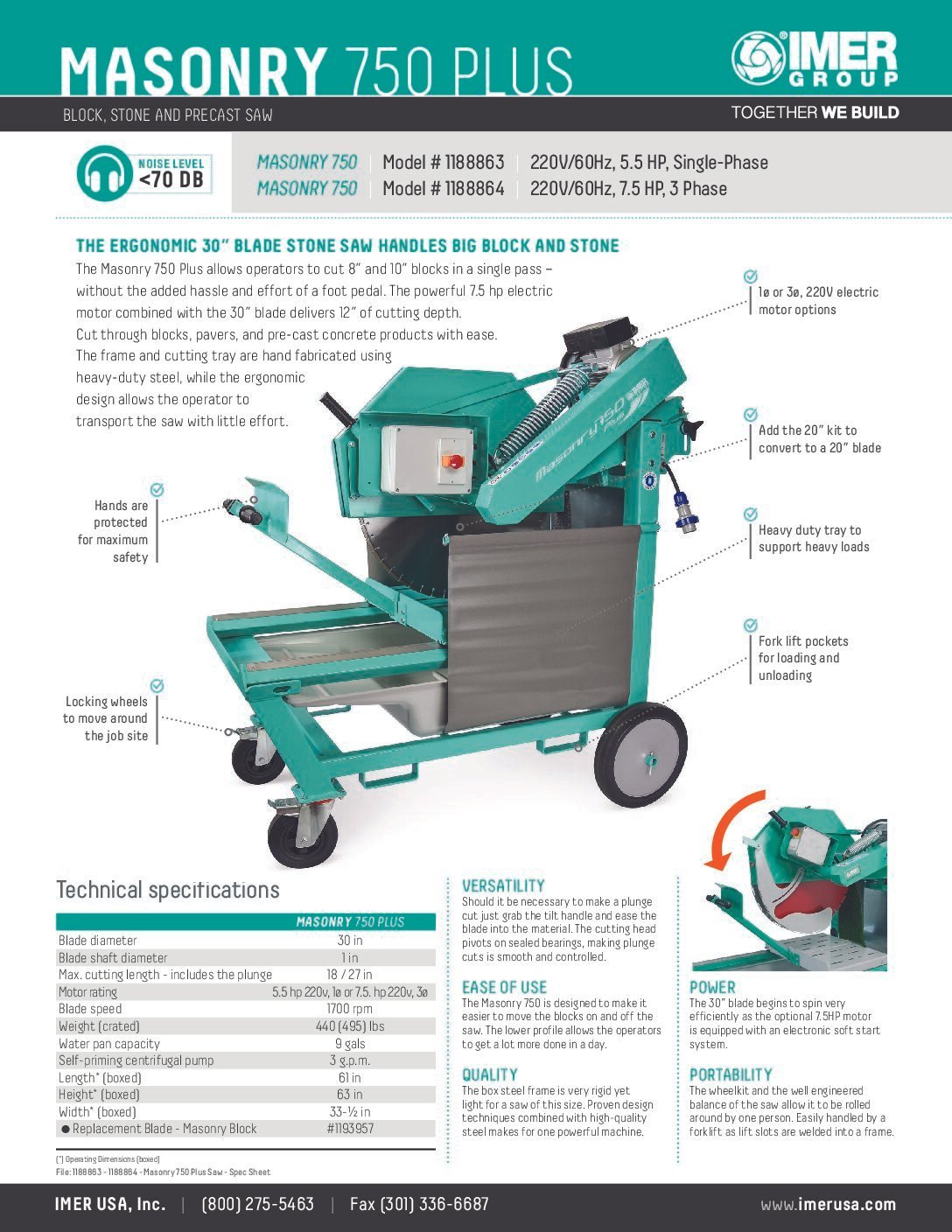 IMER MASONRY 750 PLUS - 30” Blade Single Phase - Image 3